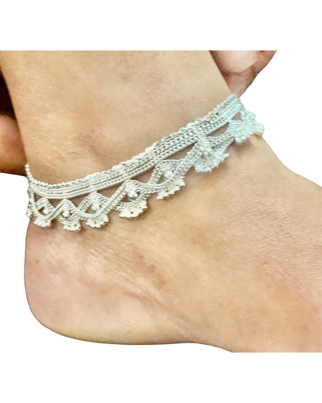 elegant silver lace design anklet elegant silver lace design anklet