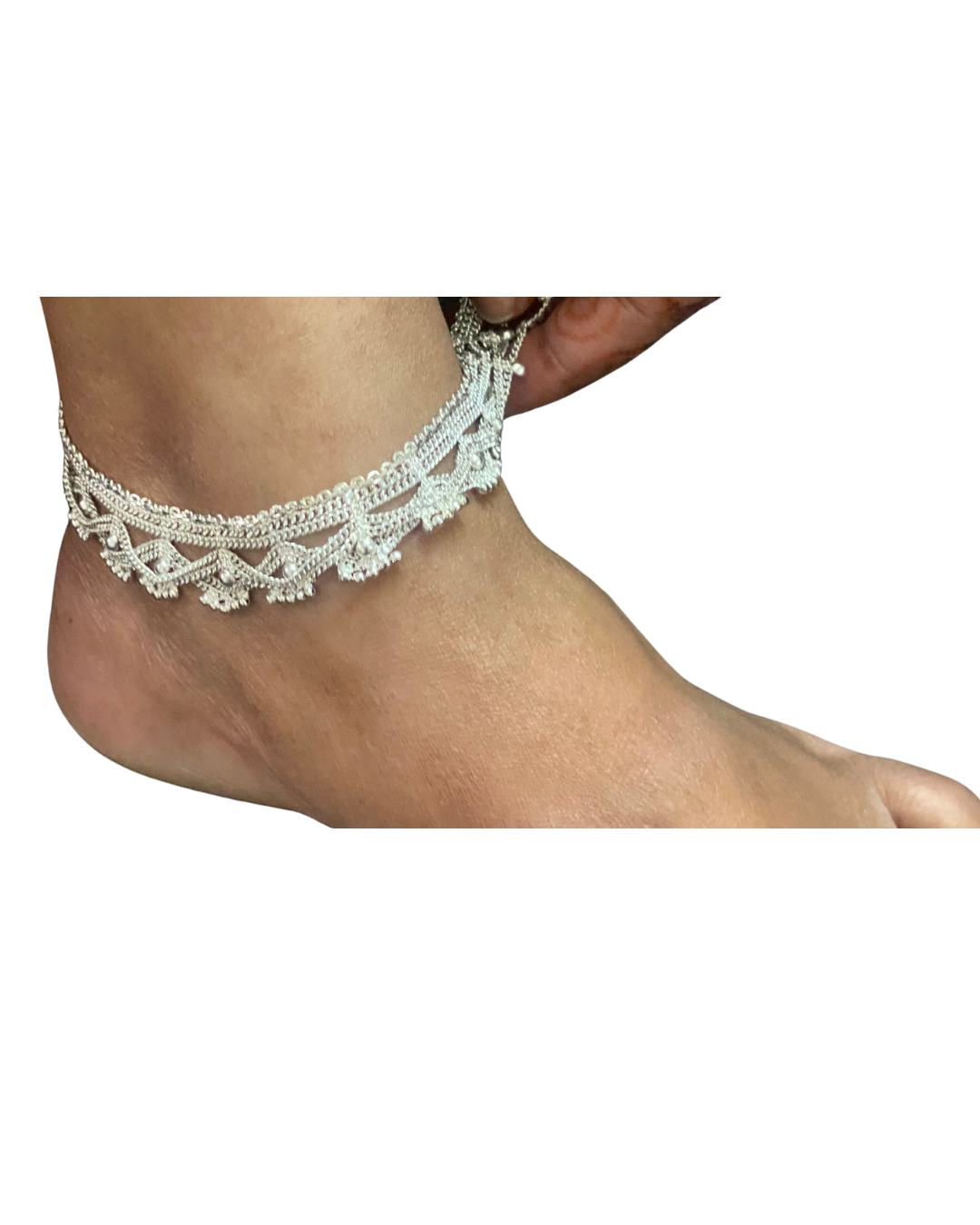 elegant silver lace design anklet elegant silver lace design anklet