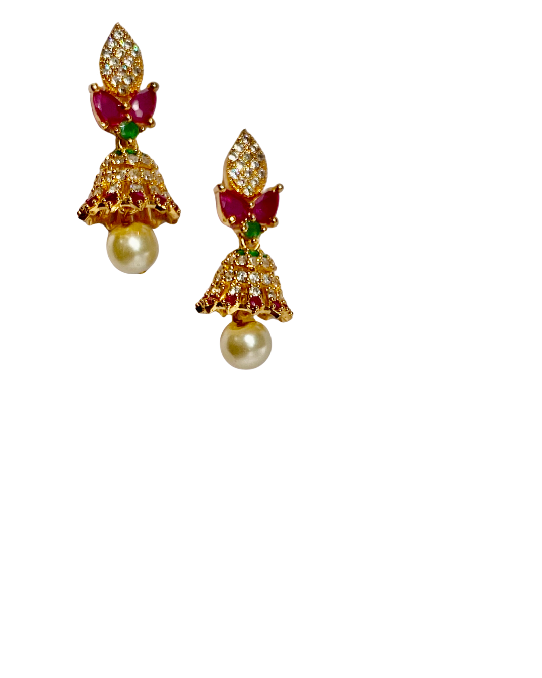 festive gold plated stone studded jhumka earrings festive gold plated stone studded jhumka earrings