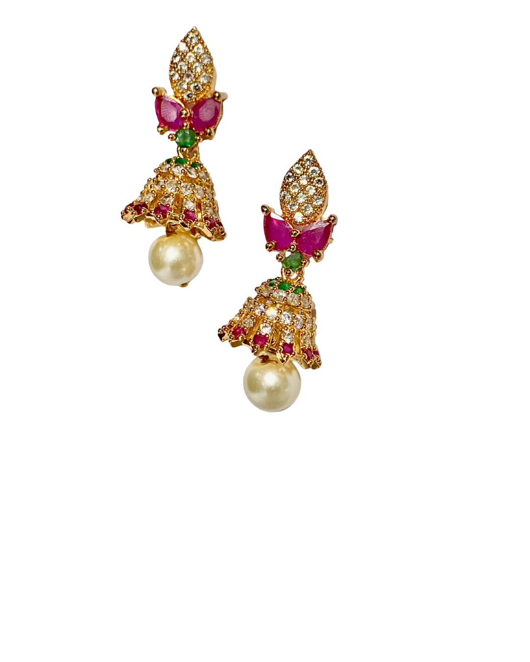 festive gold plated stone studded jhumka earrings festive gold plated stone studded jhumka earrings