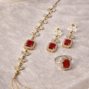 Home ruby royale gold finish jewellery set