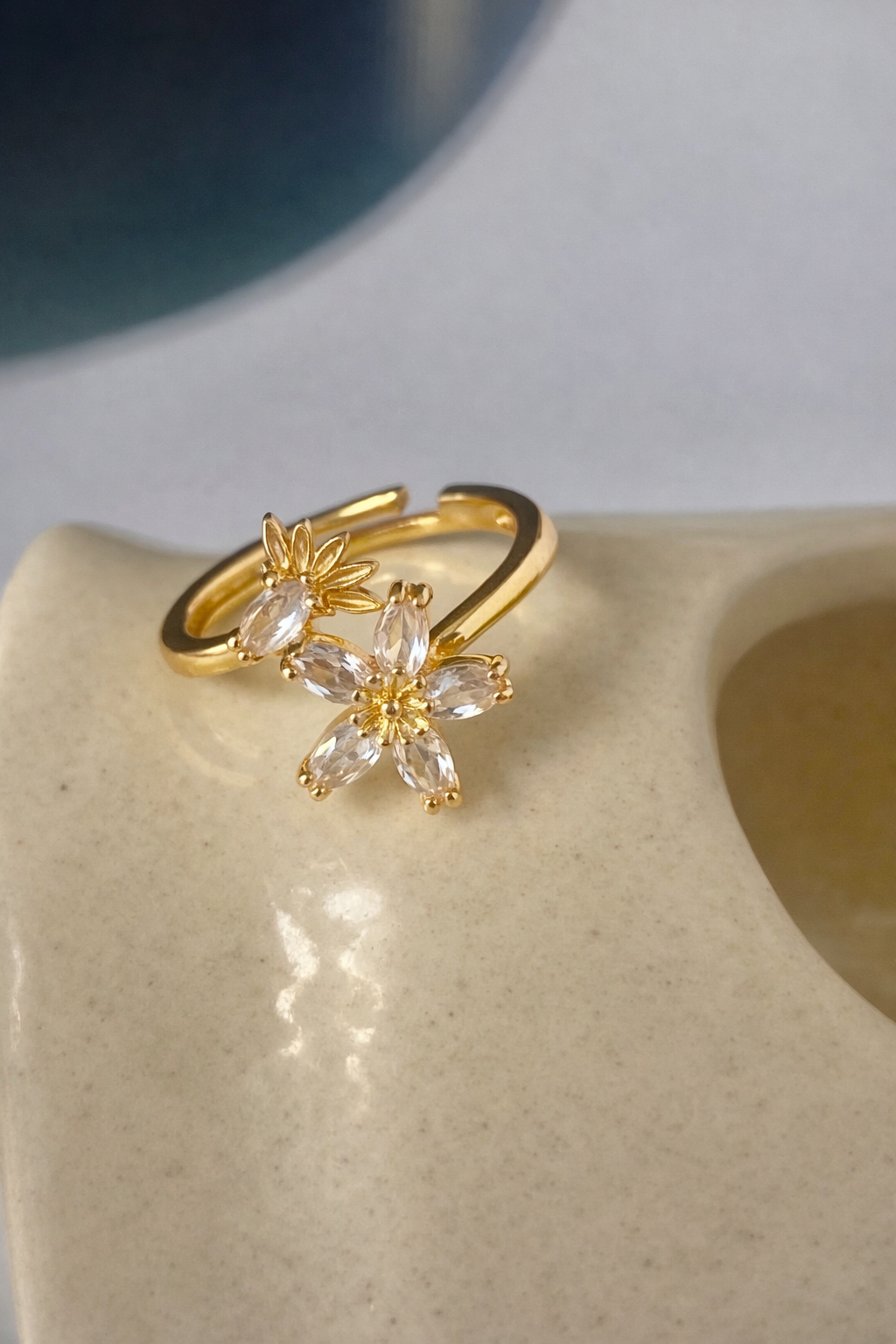 golden crystal bloom adjustable ring golden crystal bloom adjustable ring