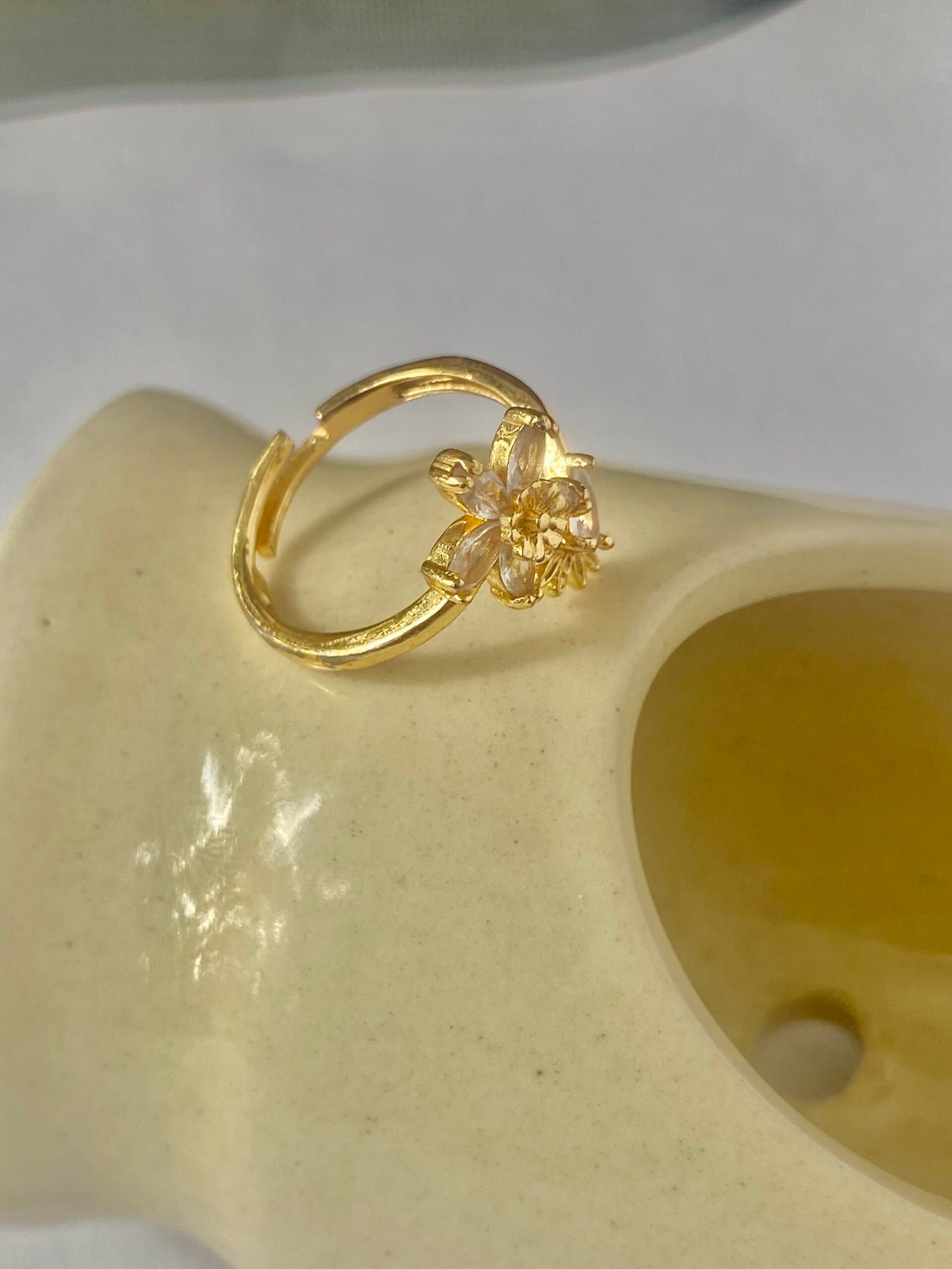 golden crystal bloom adjustable ring golden crystal bloom adjustable ring
