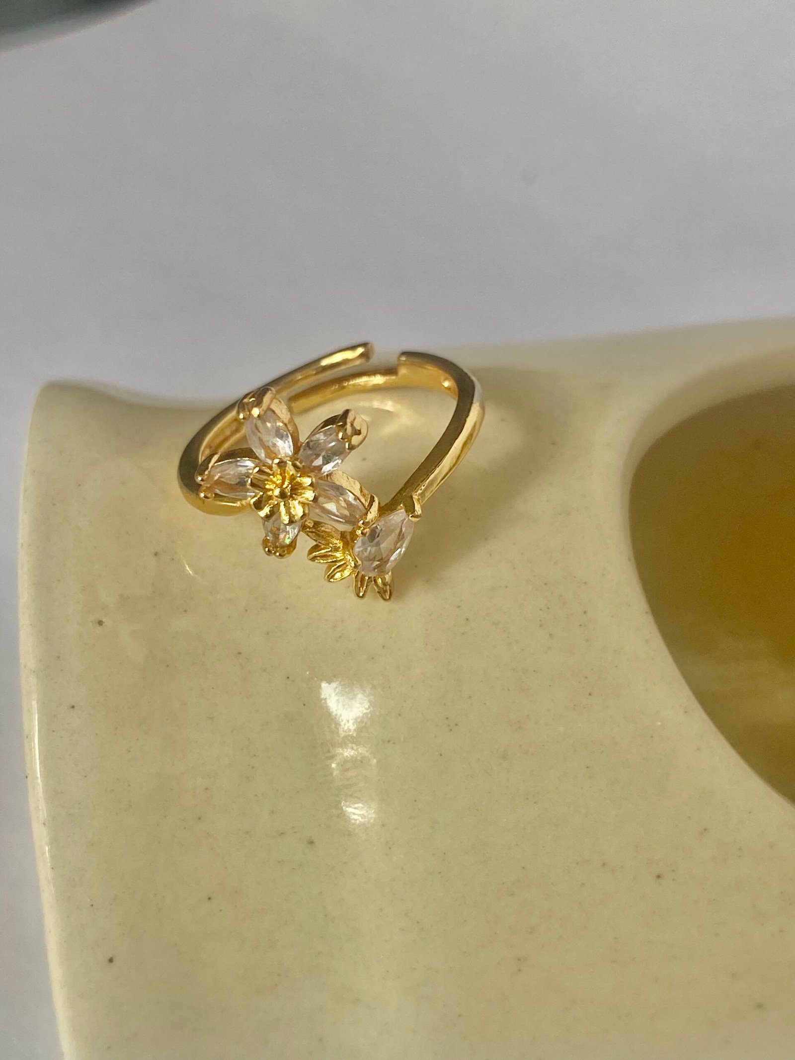 golden crystal bloom adjustable ring golden crystal bloom adjustable ring